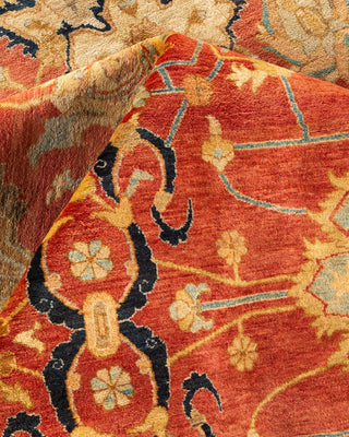 Traditional Mogul Orange Wool Area Rug 10' 1" x 17' 10" - Solo Rugs