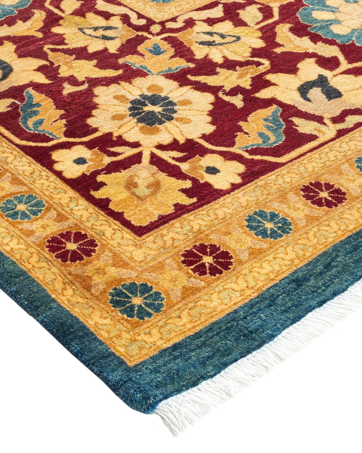 Traditional Mogul Blue Wool Area Rug 9' 2" x 11' 10" - Solo Rugs