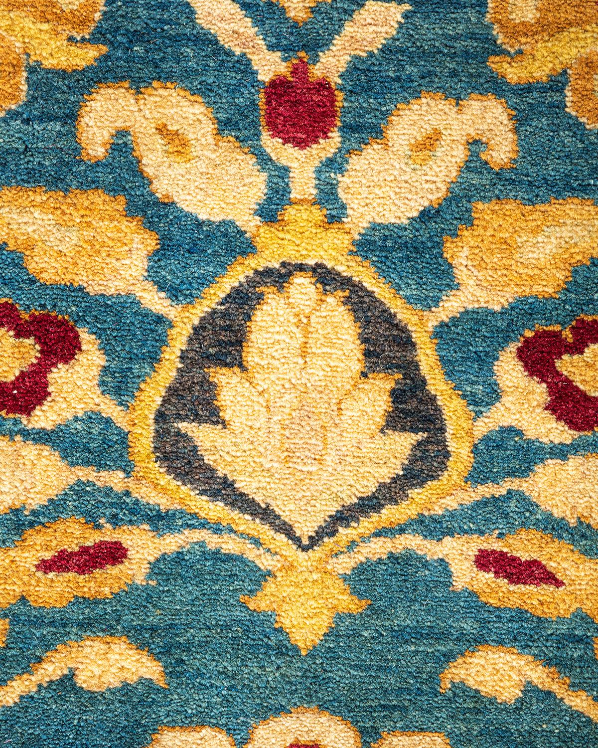 Traditional Mogul Blue Wool Area Rug 9' 2" x 11' 10" - Solo Rugs