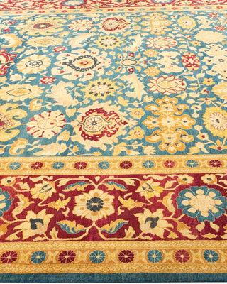 Traditional Mogul Blue Wool Area Rug 9' 2" x 11' 10" - Solo Rugs