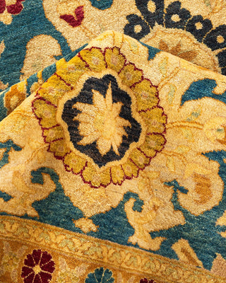 Traditional Mogul Blue Wool Area Rug 9' 2" x 11' 10" - Solo Rugs