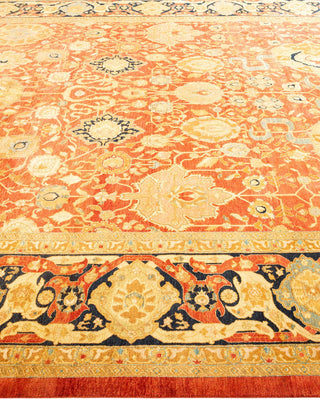 Traditional Mogul Orange Wool Area Rug 8' 1" x 10' 4" - Solo Rugs