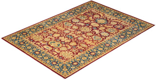 Traditional Mogul Red Wool Area Rug 6' 3" x 8' 10" - Solo Rugs