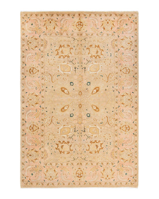 Contemporary Eclectic Ivory Wool Area Rug 6' 1" x 9' 0" - Solo Rugs