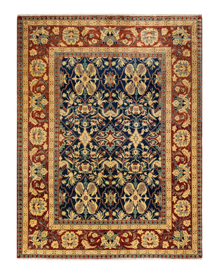 Contemporary Eclectic Blue Wool Area Rug 9' 1" x 11' 9" - Solo Rugs