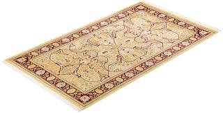 Traditional Mogul Beige Wool Area Rug 3' 1" x 5' 4" - Solo Rugs