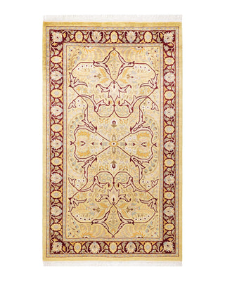 Traditional Mogul Beige Wool Area Rug 3' 1" x 5' 4" - Solo Rugs