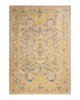 Contemporary Eclectic Ivory Wool Area Rug 6' 3" x 8' 10" - Solo Rugs