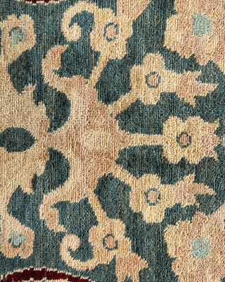 Contemporary Eclectic Green Wool Area Rug 9' 1" x 11' 9" - Solo Rugs