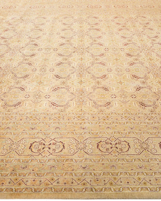 Traditional Mogul Yellow Wool Area Rug 8' 3" x 10' 4" - Solo Rugs