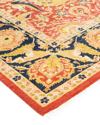 Traditional Mogul Orange Wool Area Rug 5' 10" x 9' 0" - Solo Rugs