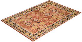 Traditional Mogul Orange Wool Area Rug 5' 10" x 9' 0" - Solo Rugs