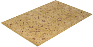 Traditional Mogul Green Wool Area Rug 6' 1" x 9' 0" - Solo Rugs