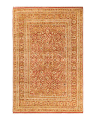 Traditional Mogul Orange Wool Area Rug 6' 4" x 9' 5" - Solo Rugs