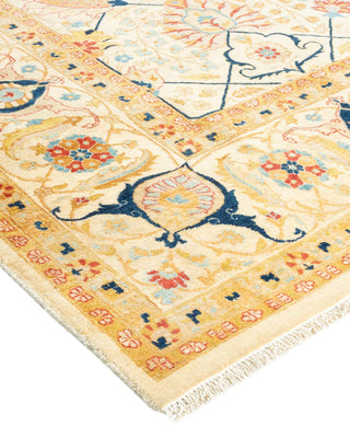 Traditional Mogul Ivory Wool Area Rug 6' 1" x 9' 0" - Solo Rugs
