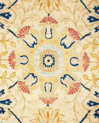Traditional Mogul Ivory Wool Area Rug 6' 1" x 9' 0" - Solo Rugs