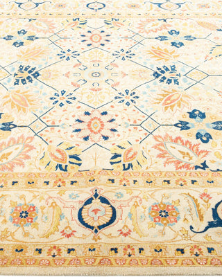 Traditional Mogul Ivory Wool Area Rug 6' 1" x 9' 0" - Solo Rugs