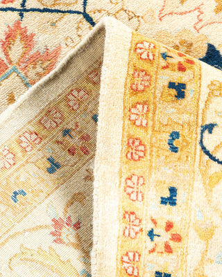 Traditional Mogul Ivory Wool Area Rug 6' 1" x 9' 0" - Solo Rugs