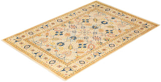 Traditional Mogul Ivory Wool Area Rug 6' 1" x 9' 0" - Solo Rugs