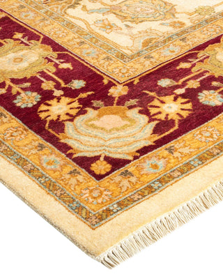 Traditional Mogul Ivory Wool Area Rug 6' 2" x 9' 3" - Solo Rugs