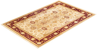Traditional Mogul Ivory Wool Area Rug 6' 2" x 9' 3" - Solo Rugs