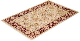 Traditional Mogul Ivory Wool Area Rug 4' 8" x 7' 2" - Solo Rugs