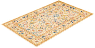 Traditional Mogul Ivory Wool Area Rug 4' 8" x 7' 4" - Solo Rugs