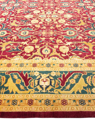 Traditional Mogul Red Wool Area Rug 9' 4" x 11' 9" - Solo Rugs