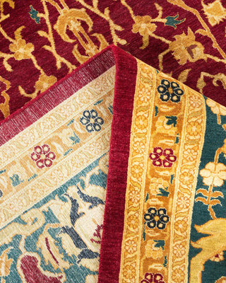 Traditional Mogul Red Wool Area Rug 9' 4" x 11' 9" - Solo Rugs