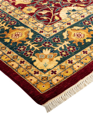 Traditional Mogul Red Wool Area Rug 6' 1" x 9' 4" - Solo Rugs