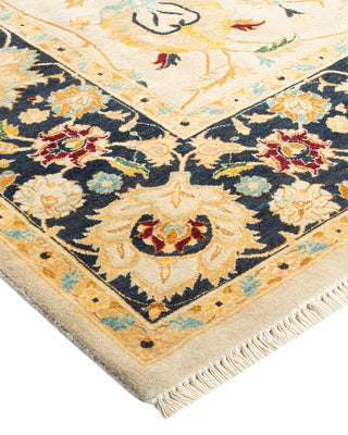 Traditional Mogul Ivory Wool Area Rug 6' 2" x 9' 1" - Solo Rugs