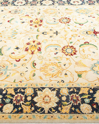 Traditional Mogul Ivory Wool Area Rug 6' 2" x 9' 1" - Solo Rugs