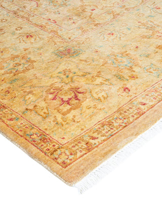 Traditional Mogul Beige Wool Area Rug 6' 1" x 8' 10" - Solo Rugs