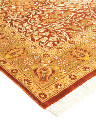 Traditional Mogul Orange Wool Area Rug 4' 1" x 6' 1" - Solo Rugs