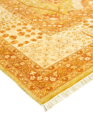 Traditional Mogul Green Wool Area Rug 6' 1" x 9' 3" - Solo Rugs