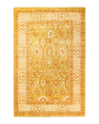 Traditional Mogul Green Wool Area Rug 6' 1" x 9' 3" - Solo Rugs