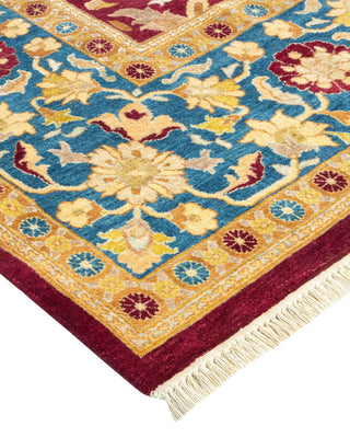 Traditional Mogul Red Wool Area Rug 6' 1" x 8' 9" - Solo Rugs