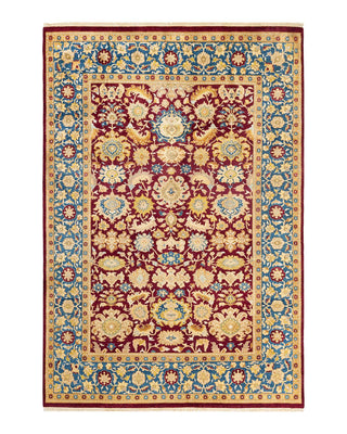 Traditional Mogul Red Wool Area Rug 6' 1" x 8' 9" - Solo Rugs