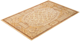 Traditional Mogul Ivory Wool Area Rug 6' 3" x 9' 6" - Solo Rugs