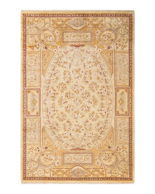 Traditional Mogul Ivory Wool Area Rug 6' 3" x 9' 6" - Solo Rugs
