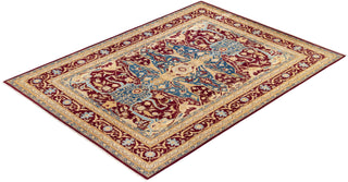 Traditional Mogul Red Wool Area Rug 9' 2" x 12' 5" - Solo Rugs