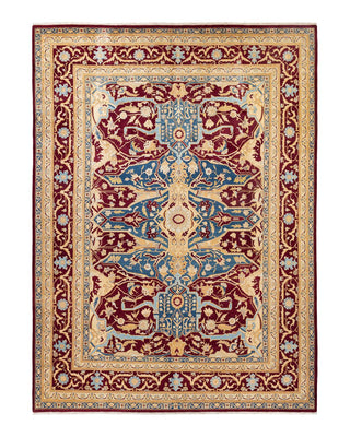 Traditional Mogul Red Wool Area Rug 9' 2" x 12' 5" - Solo Rugs
