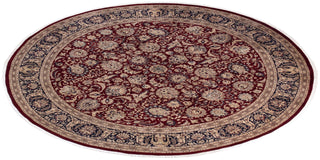 Traditional Mogul Red Wool Round Area Rug 10' 0" x 10' 2" - Solo Rugs