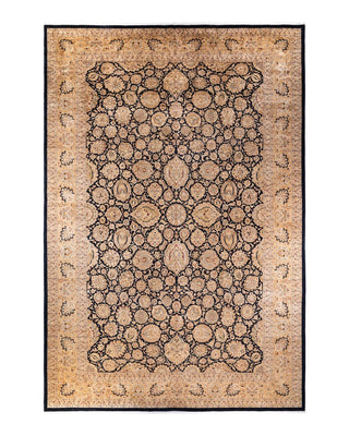 Traditional Mogul Black Wool Area Rug 12' 4" x 18' 7" - Solo Rugs