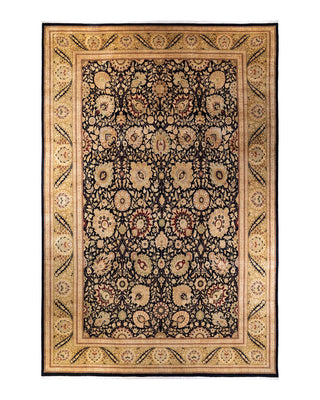 Traditional Mogul Black Wool Area Rug 12' 3" x 18' 7" - Solo Rugs