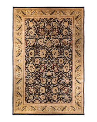 Traditional Mogul Black Wool Area Rug 12' 3" x 18' 7" - Solo Rugs