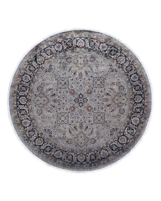 Contemporary Fine Vibrance Gray Wool Round Area Rug 7' 1" x 7' 1" - Solo Rugs