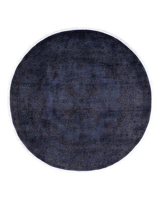 Contemporary Fine Vibrance Gray Wool Round Area Rug 7' 1" x 7' 1" - Solo Rugs