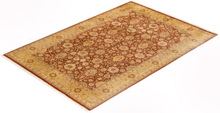 Traditional Mogul Orange Wool Area Rug 6' 3" x 9' 2" - Solo Rugs