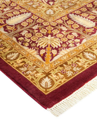 Traditional Mogul Purple Wool Area Rug 8' 0" x 10' 6" - Solo Rugs